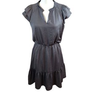 Banana republic grey short sleeve ruffled dress size s